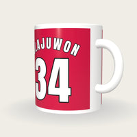 Personalised Red and White Basketball Jersey Mug, three-quarter view