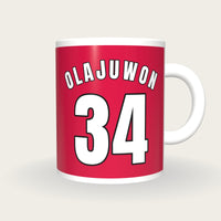 Personalised Red and White Basketball Jersey Mug, front