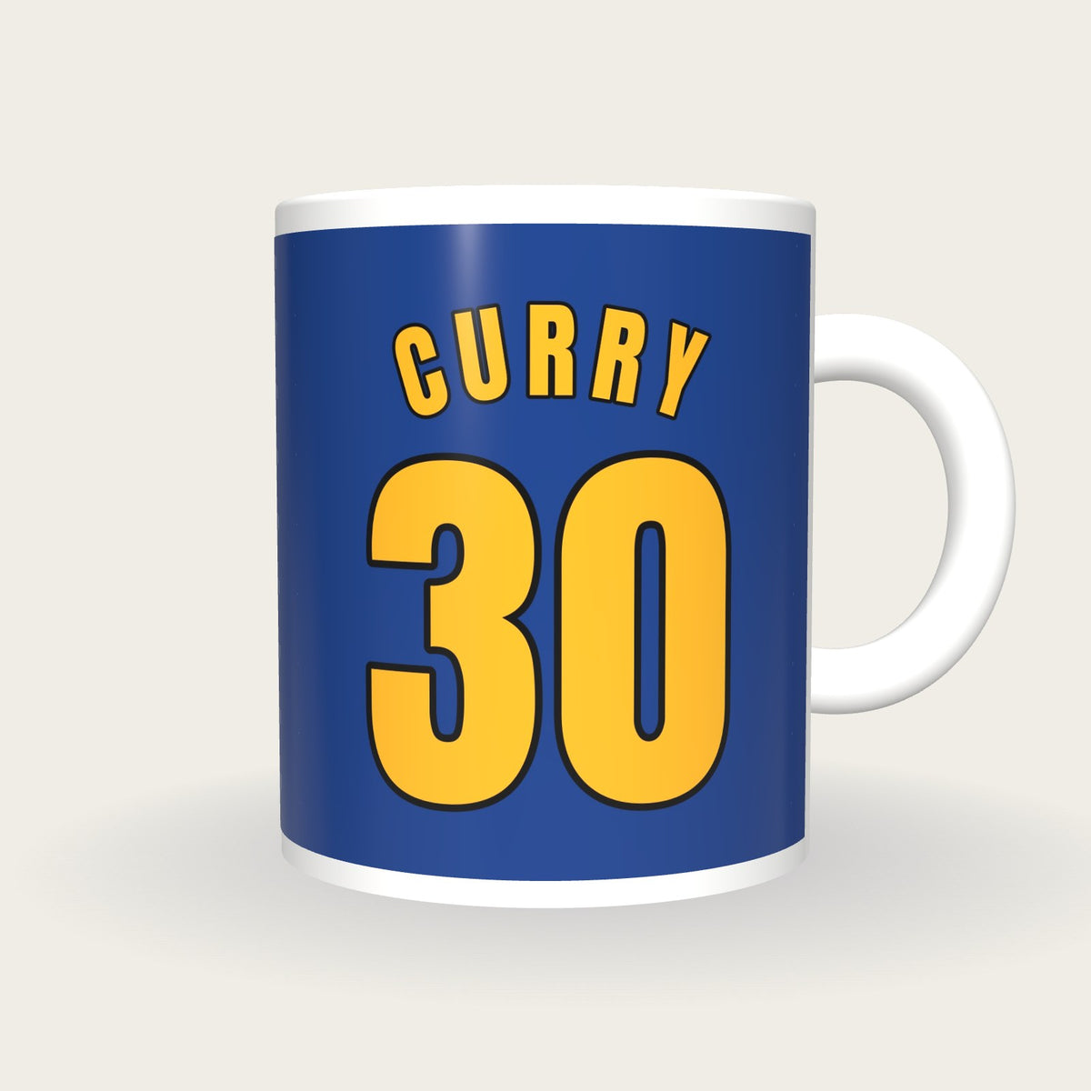 Personalised Royal Blue and Gold Basketball Jersey Mug, front