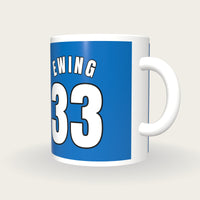 Personalised Royal Blue and Orange Basketball Jersey Mug, three-quarter view