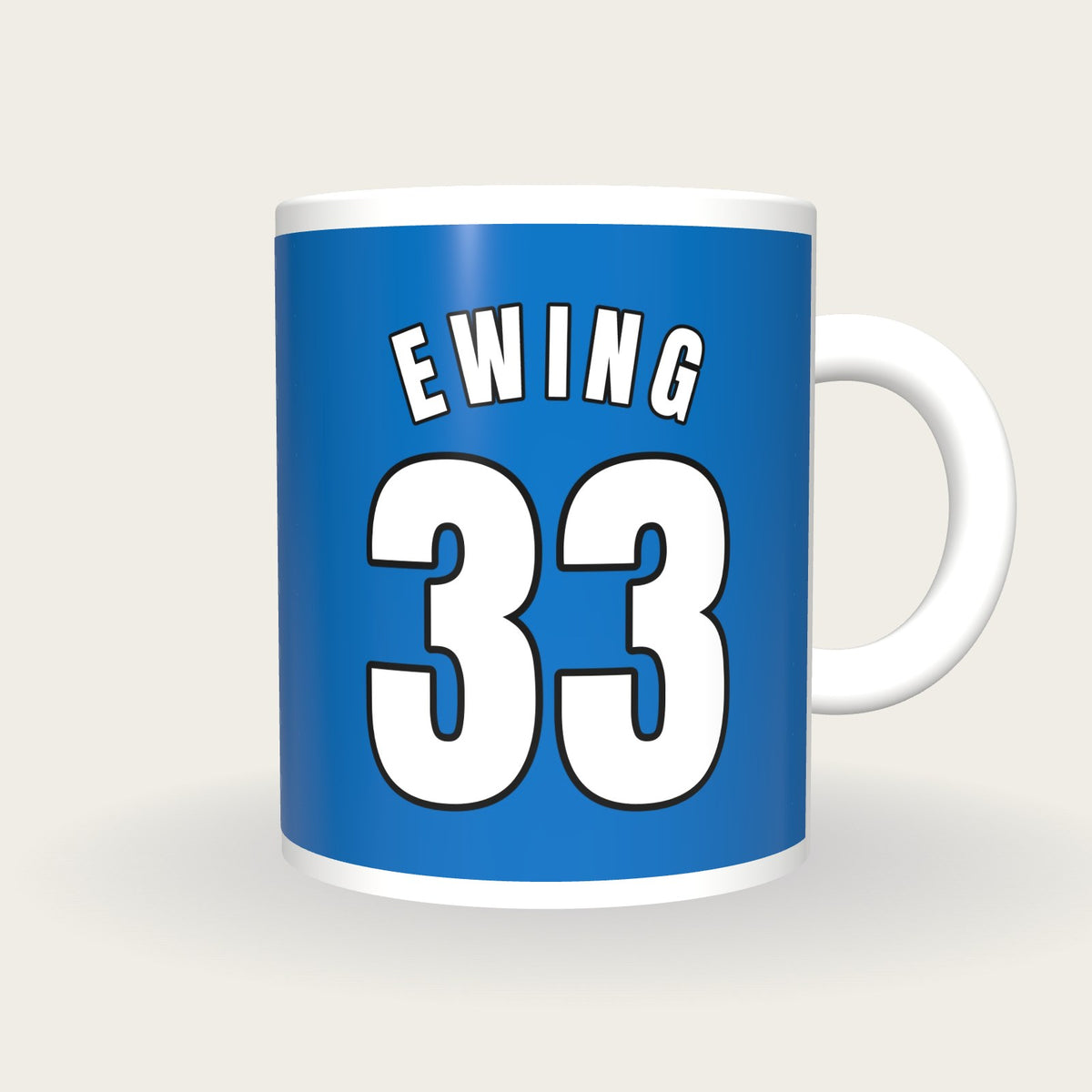 Personalised Royal Blue and Orange Basketball Jersey Mug, front
