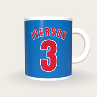 Personalised Royal Blue and Red Basketball Jersey Mug, front