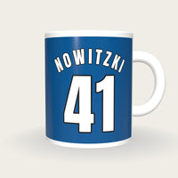 Personalised Royal Blue and White Basketball Jersey Mug, front