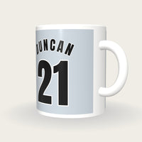 Personalised Silver and Black Basketball Jersey Mug, three-quarter view