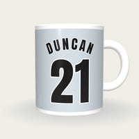 Personalised Silver and Black Basketball Jersey Mug, front