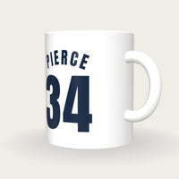 Personalised White and Green Basketball Jersey Mug, three-quarter view