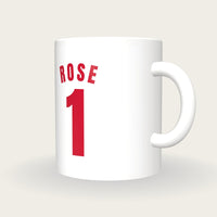 Personalised White and Red Basketball Jersey Mug, three-quarter view