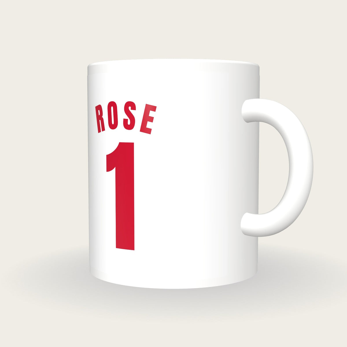 Personalised White and Red Basketball Jersey Mug, three-quarter view