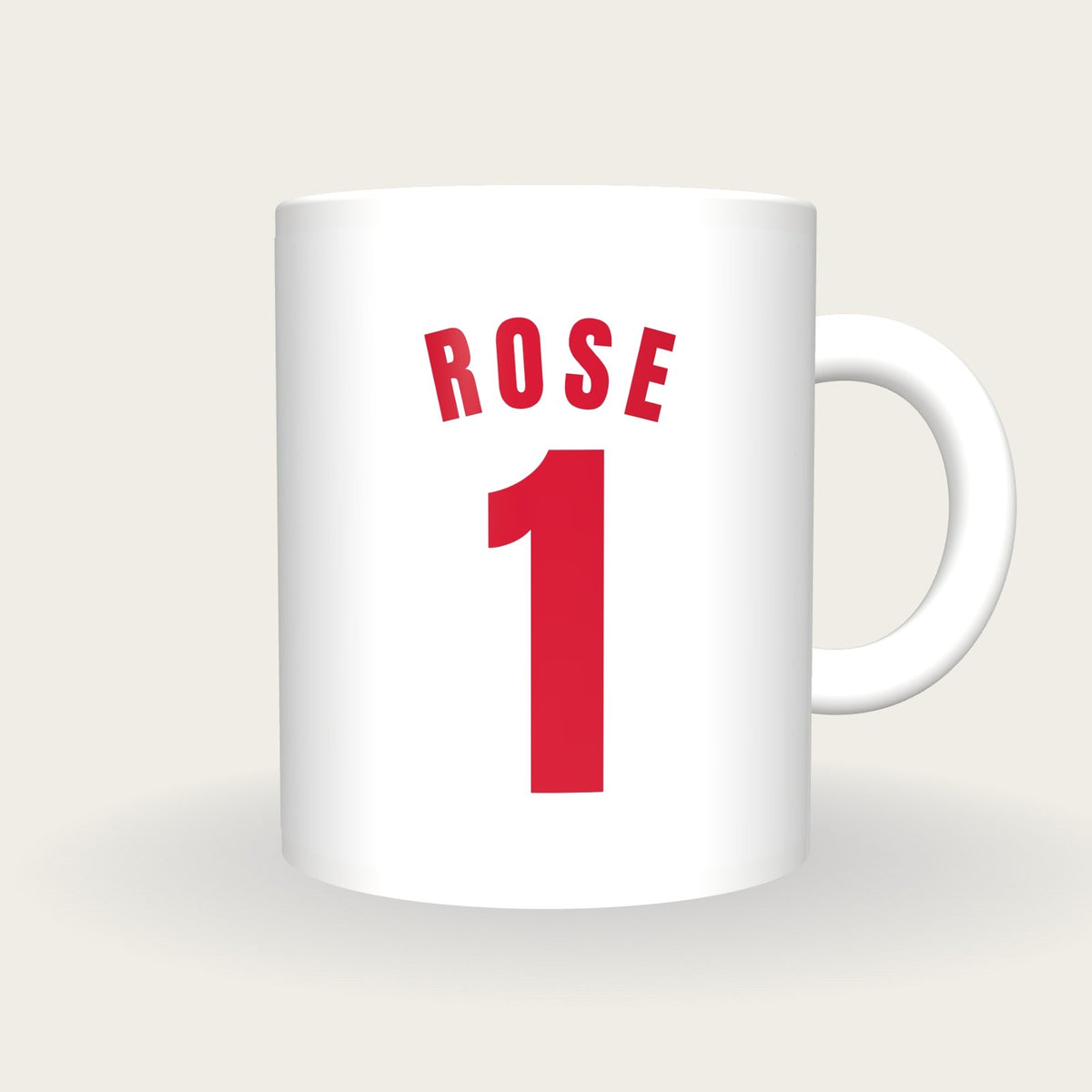Personalised White and Red Basketball Jersey Mug, front