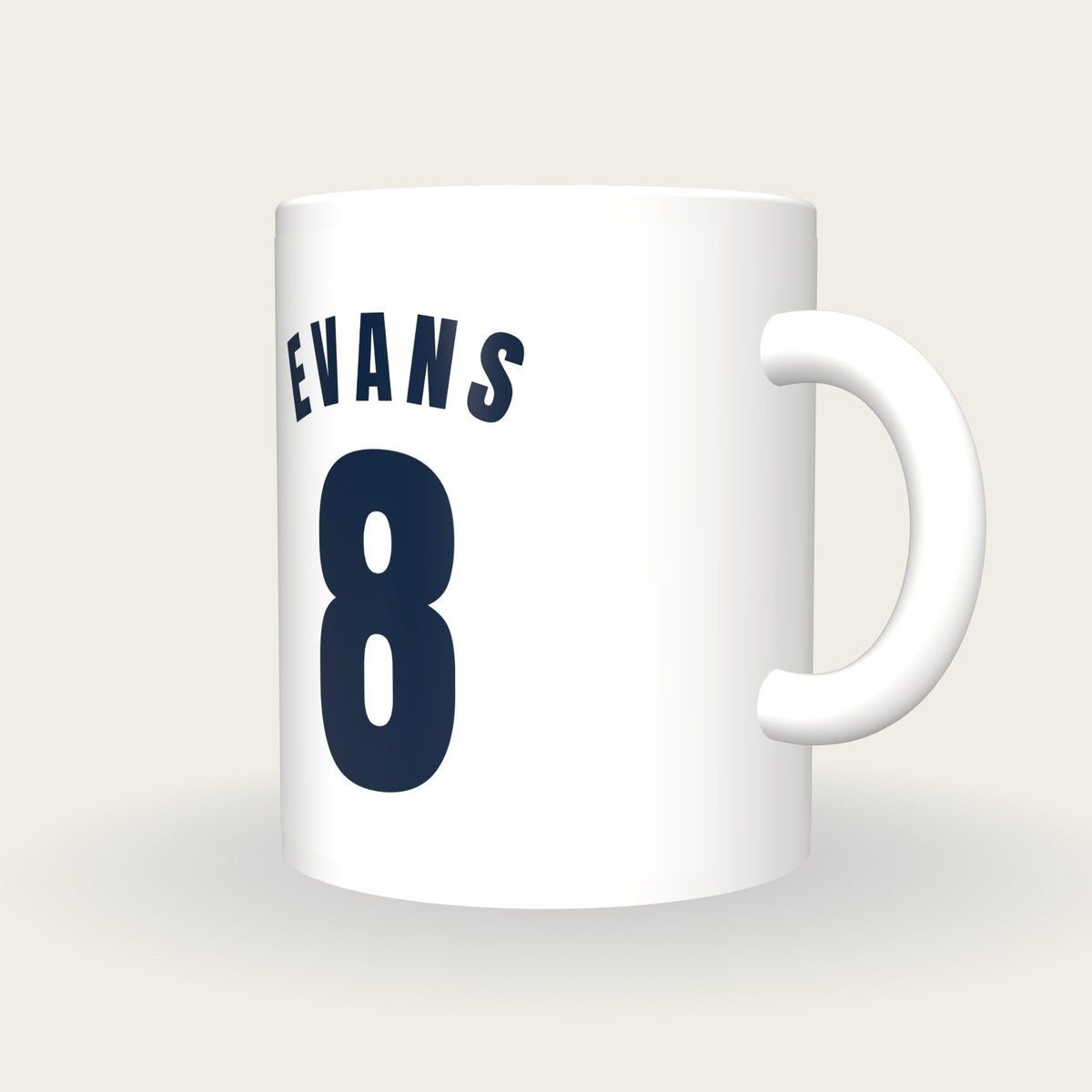 Personalised White and Royal Blue Basketball Jersey Mug, three-quarter view