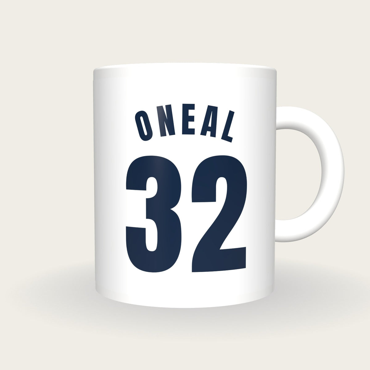 Personalised White and Royal Blue Basketball Jersey Mug, front