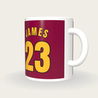 Personalised Wine and Gold Basketball Jersey Mug, three-quarter view