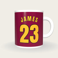 Personalised Wine and Gold Basketball Jersey Mug, front