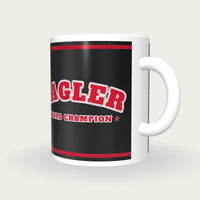 Personalised Black and Red Boxing Robe Mug, three-quarter view