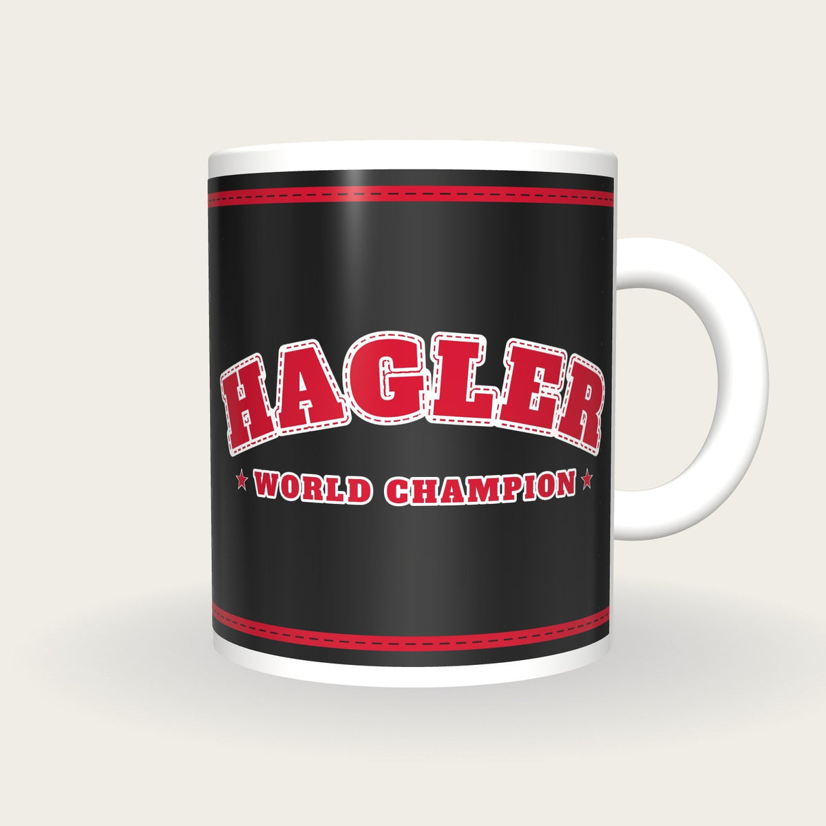 Personalised Black and Red Boxing Robe Mug, front