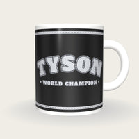 Personalised Black and Silver Boxing Robe Mug, front