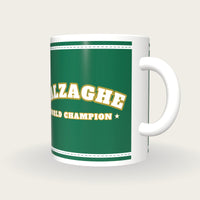 Personalised Emerald and White Boxing Robe Mug, three-quarter view