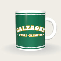 Personalised Emerald and White Boxing Robe Mug, front