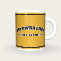 Personalised Gold and Black Boxing Robe Mug, front