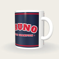 Personalised Navy, Red and White Boxing Robe Mug, three-quarter view