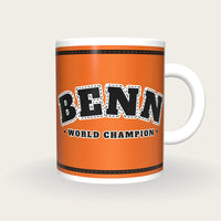 Personalised Orange and Black Boxing Robe Mug, front