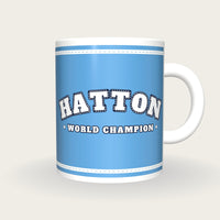 Personalised Sky Blue and White Boxing Robe Mug, front