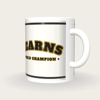 Personalised White and Black Boxing Robe Mug, three-quarter view