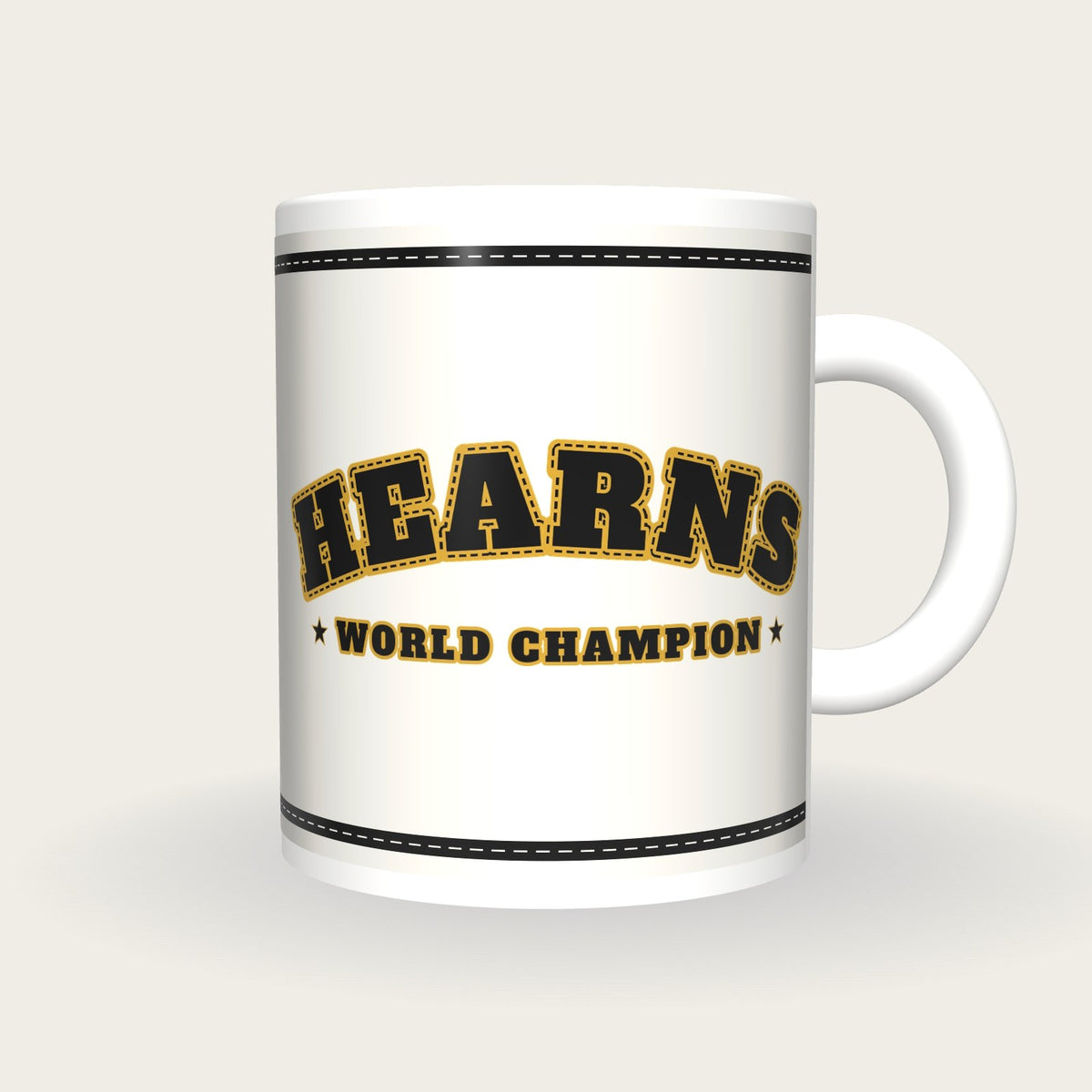 Personalised White and Black Boxing Robe Mug, front