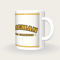 Personalised White and Gold Boxing Robe Mug, three-quarter view