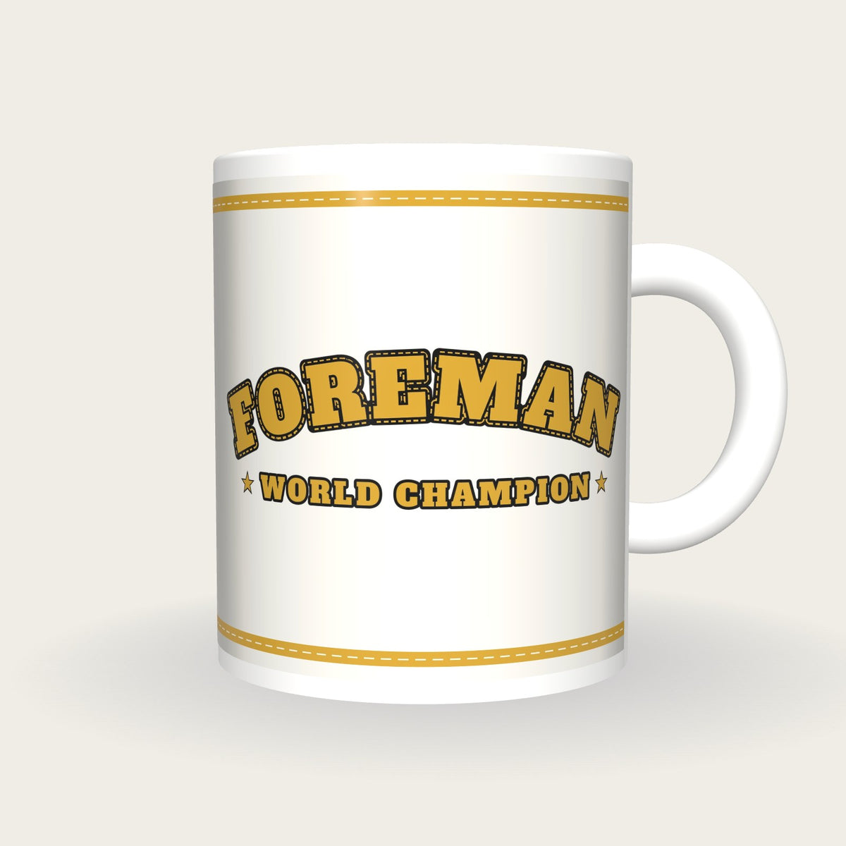 Personalised White and Gold Boxing Robe Mug, front
