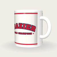 Personalised White and Red Boxing Robe Mug, three-quarter view