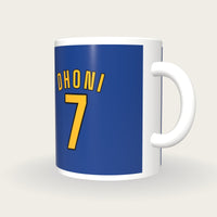 Personalised Royal Blue and Gold Cricket Shirt Mug, three-quarter view