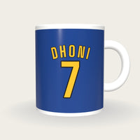 Personalised Royal Blue and Gold Cricket Shirt Mug, front