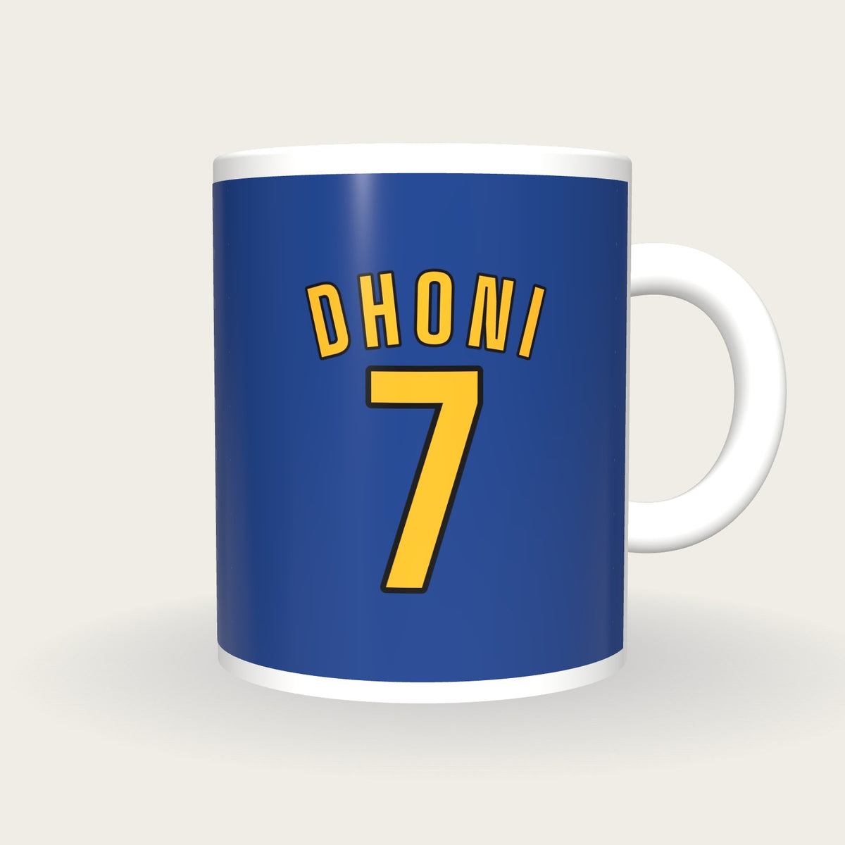 Personalised Royal Blue and Gold Cricket Shirt Mug, front