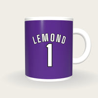 Personalised Purple and White Cycling Jersey Mug, front