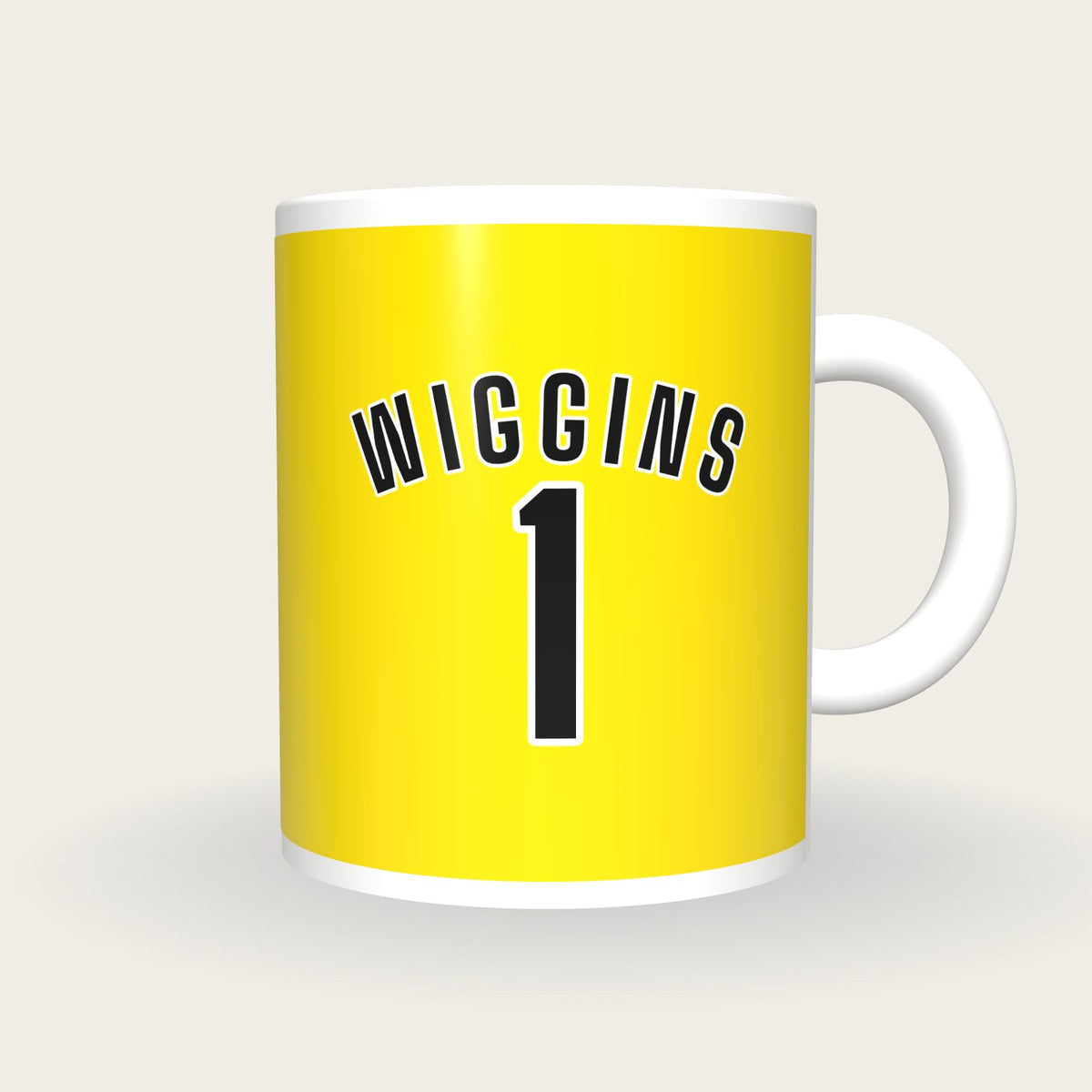 Personalised Yellow and Black Cycling Jersey Mug, front