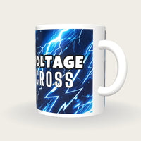 Personalised Blue Lightning Darts Shirt Mug, three-quarter view