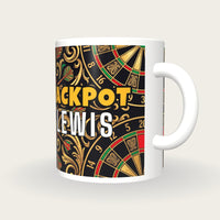 Personalised Gold Dartboard Darts Shirt Mug, three-quarter view