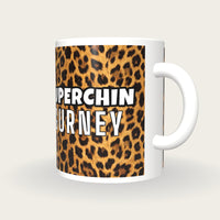 Personalised Leopard Print Darts Shirt Mug, three-quarter view