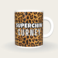 Personalised Leopard Print Darts Shirt Mug, front