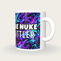 Personalised Neon Shards Darts Shirt Mug, three-quarter view