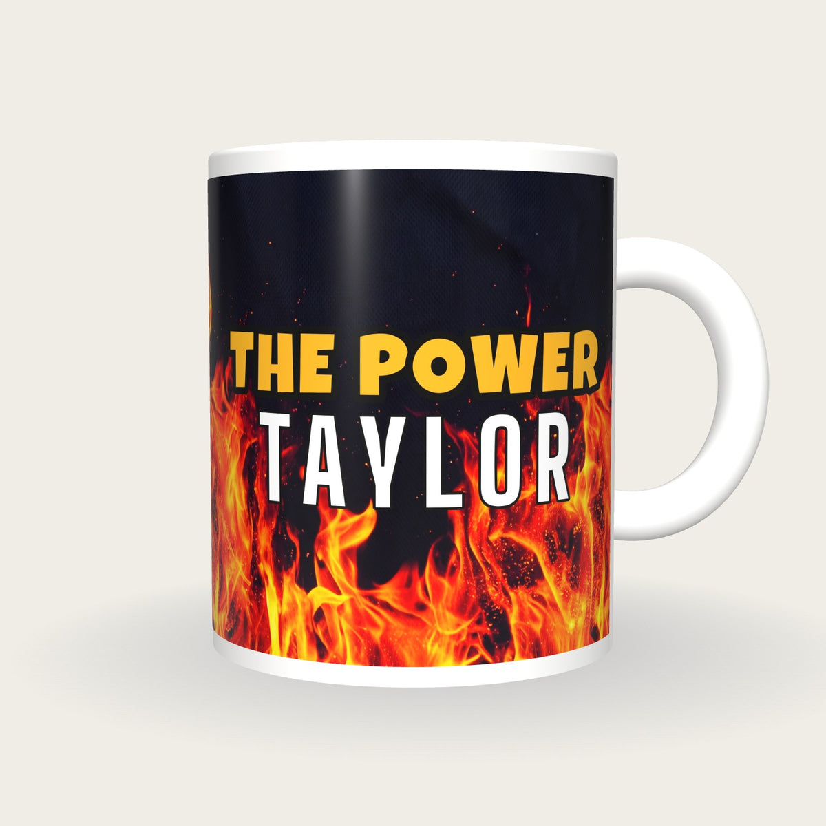 Personalised Orange Flames Darts Shirt Mug, front