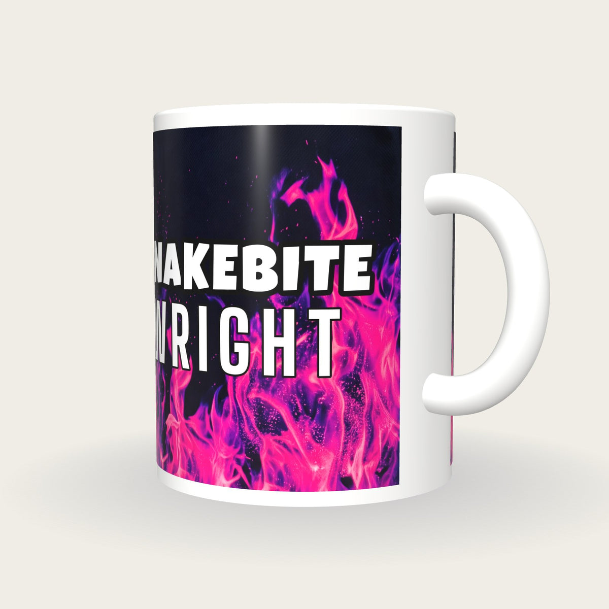 Personalised Pink Flames Darts Shirt Mug, three-quarter view