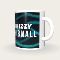 Personalised Teal Waves Darts Shirt Mug, three-quarter view