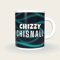 Personalised Teal Waves Darts Shirt Mug, front