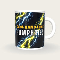 Personalised Yellow Lightning Darts Shirt Mug, front