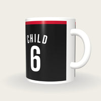 Personalised Black and Red Hockey Shirt Mug, three-quarter view