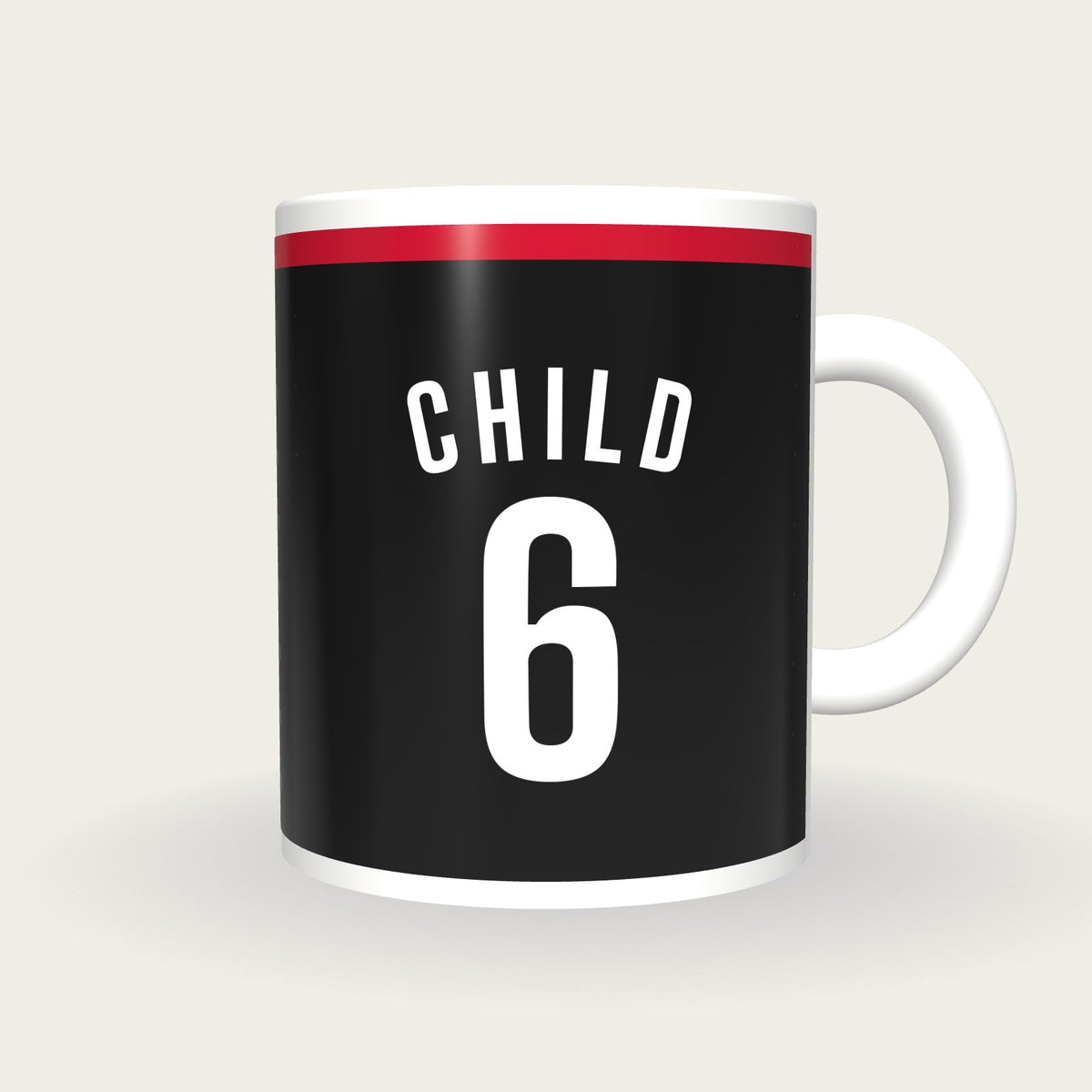 Personalised Black and Red Hockey Shirt Mug, front