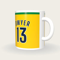 Personalised Gold and Green Hockey Shirt Mug, three-quarter view