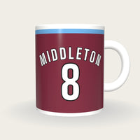 Personalised Maroon and Sky Blue Hockey Shirt Mug, front